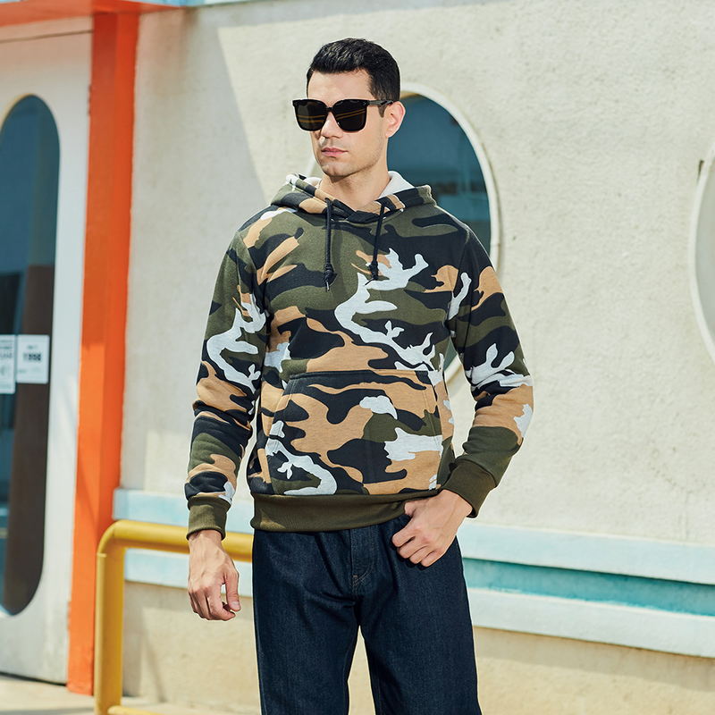 Elias - Bedruckter Kapuzenpullover mit langen Ärmeln verstellbarem Kordelzug und Taschen