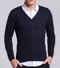 Felix - Schmal geschnittene Strickjacke mit V-Ausschnitt langen Ärmeln und Knöpfen