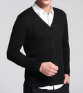 Felix - Schmal geschnittene Strickjacke mit V-Ausschnitt langen Ärmeln und Knöpfen