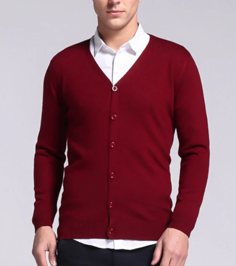 Felix - Schmal geschnittene Strickjacke mit V-Ausschnitt langen Ärmeln und Knöpfen