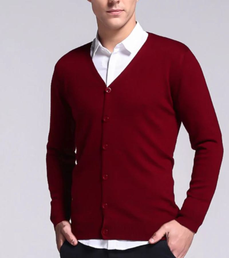 Felix - Schmal geschnittene Strickjacke mit V-Ausschnitt langen Ärmeln und Knöpfen