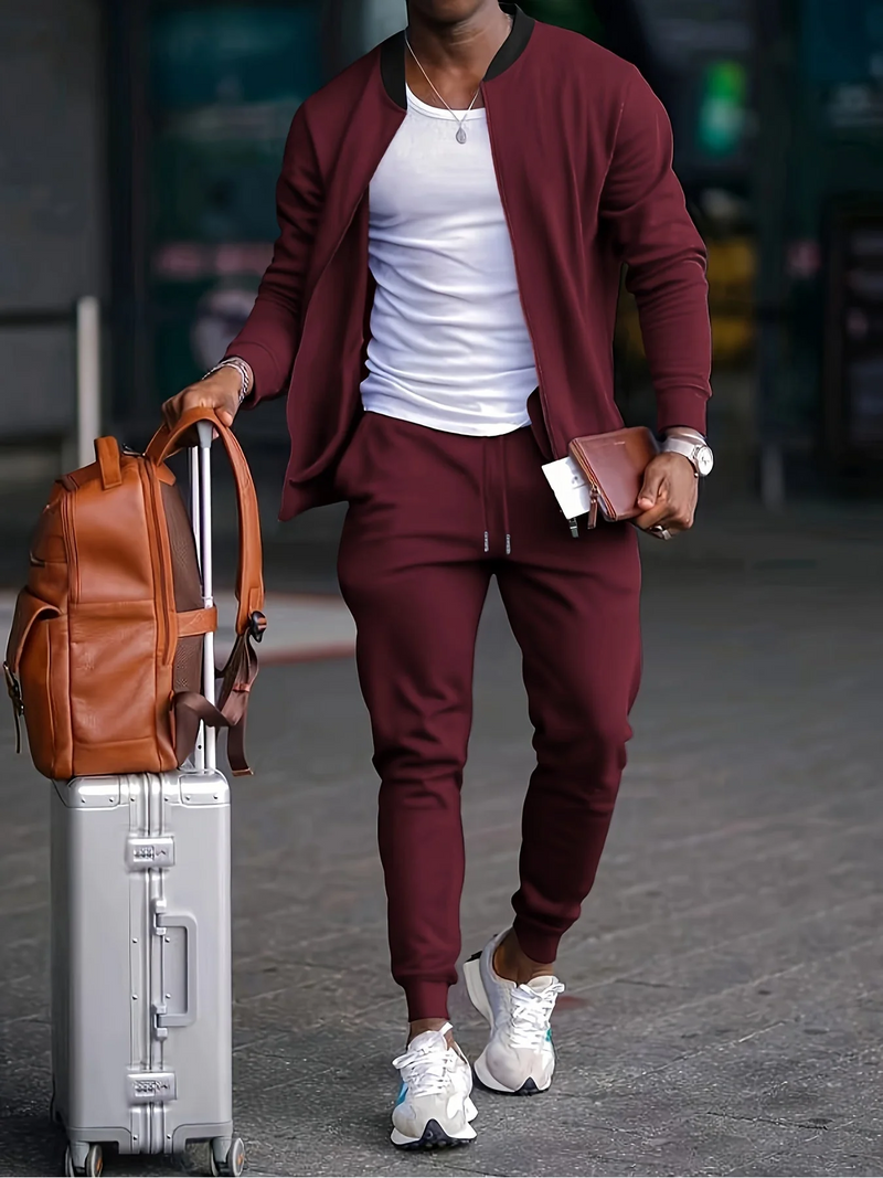 Claus - Langärmelige Jacke mit Reißverschluss und Hose mit Kordelzug Zweiteiliges Set