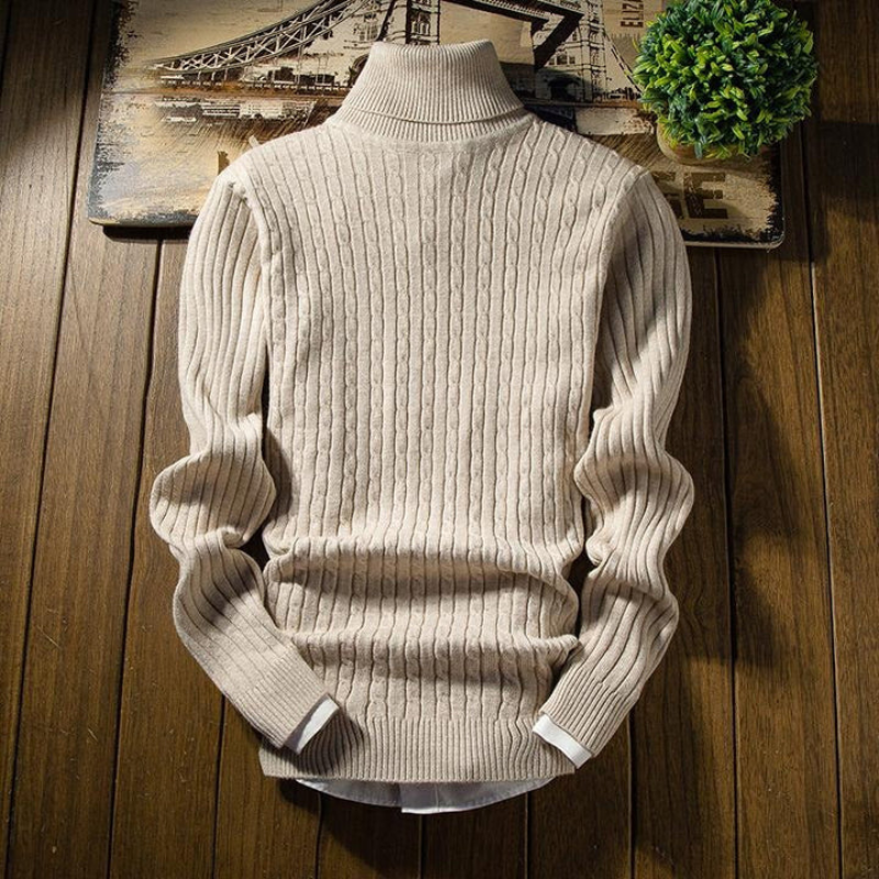 Anton - Warmer Langärmelig Rollkragenpullover mit Rippenbündchen