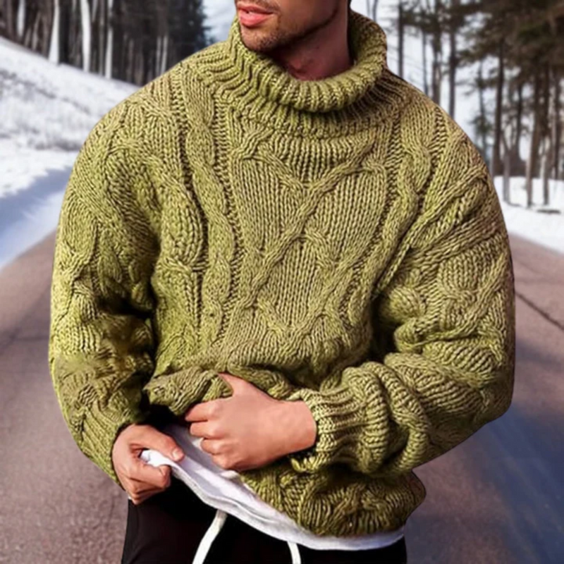 Rafael - Warmer Langärmelig Lose Passform Rollkragenpullover Strickpullover