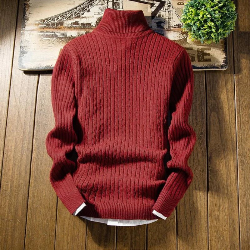 Anton - Warmer Langärmelig Rollkragenpullover mit Rippenbündchen