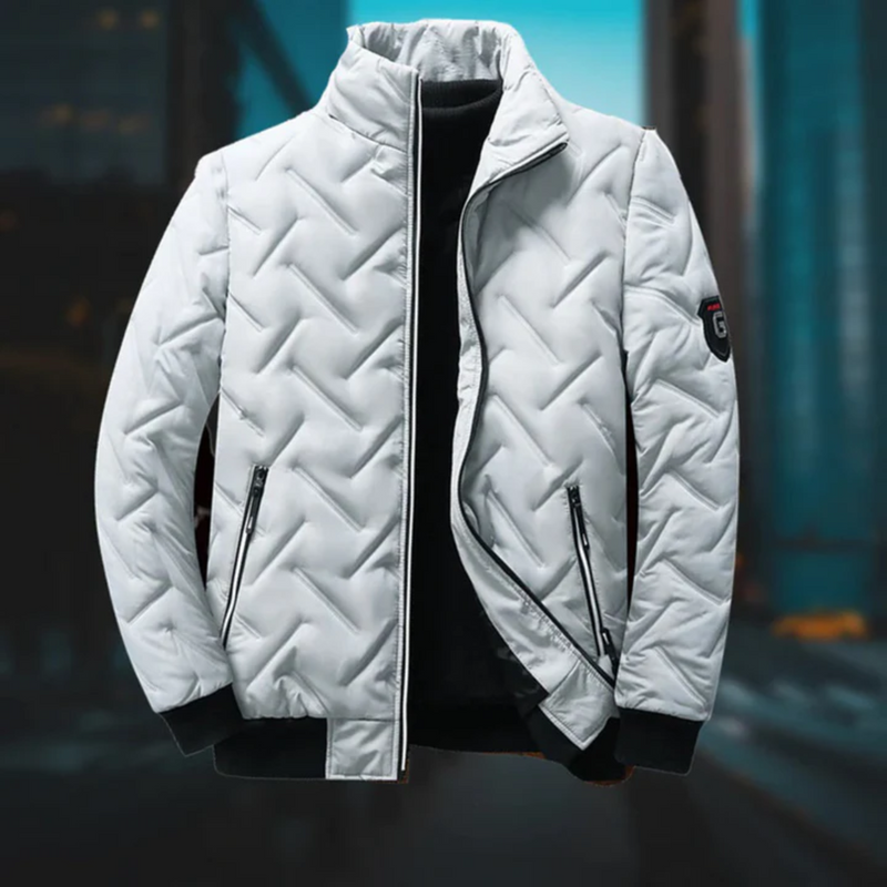 Theo - Warme Langärmelig Gesteppte Jacke Mit Reißverschluss und Taschen
