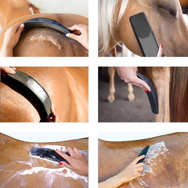 EquiShine - Pferdepflegebürste zur Reinigung Massage und Haarentfernung
