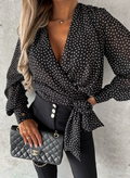 Lina - Locker geschnittene Bluse mit V Ausschnitt und Puffärmeln