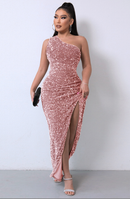 Anneliese - Modisches Eine Schulter Kleid mit Seitenschlitz für luxuriösen Look