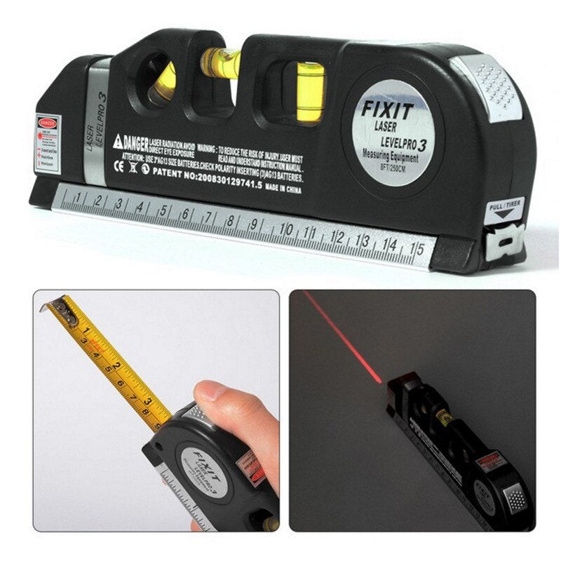 MeasurePro - 4 in 1 Laserwasserwaage mit Lineal Wasserwaage und Winkelmessgerät