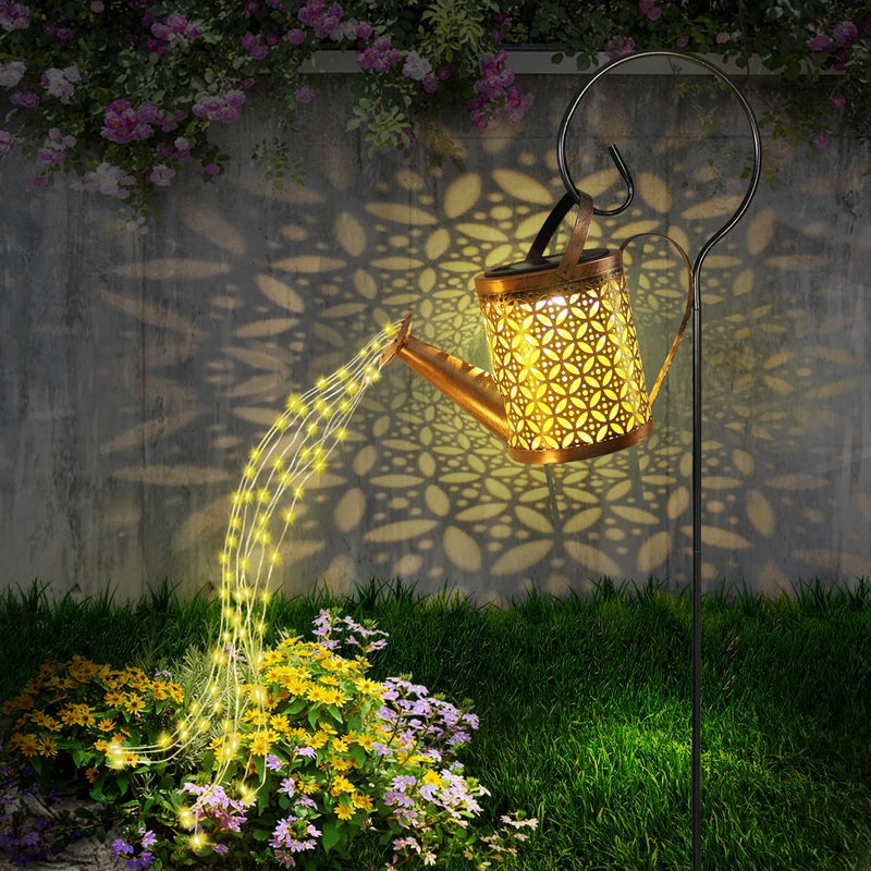 SolarGlow - Kabellose LED Solar Gießkanne mit Lichtern für Gartendekoration im Freien