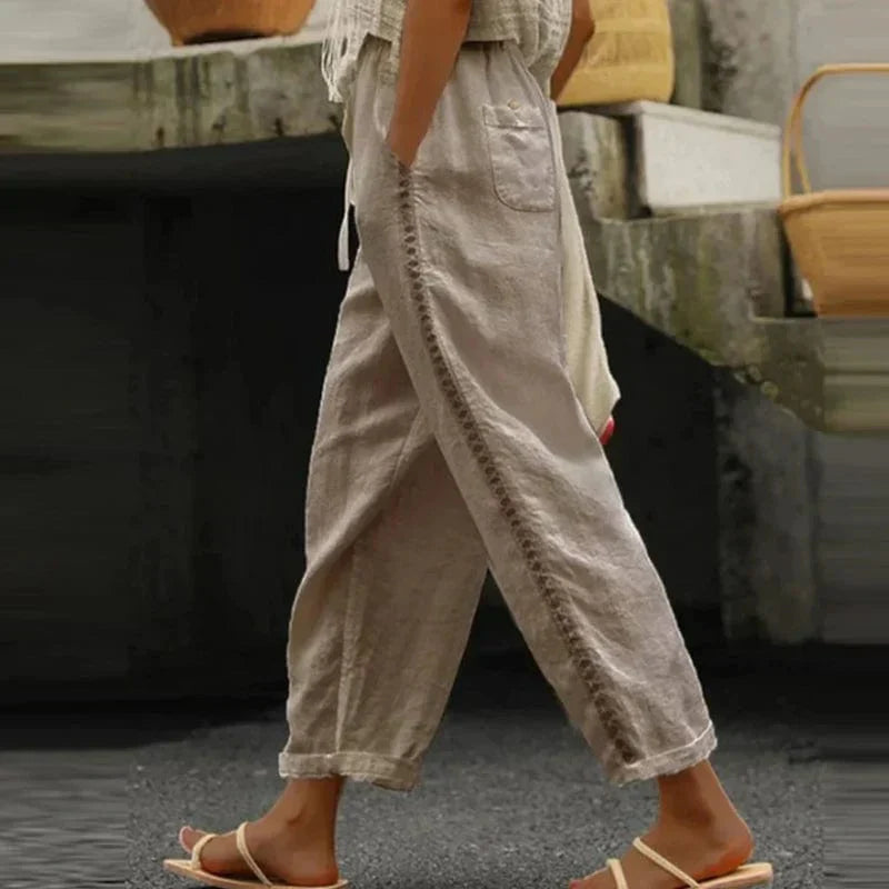 Milena – Lockere Passform Hose mit Kordelzug in der Taille und Seitentaschen