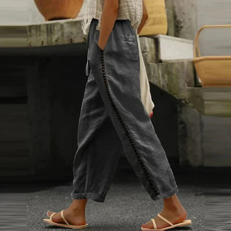 Milena – Lockere Passform Hose mit Kordelzug in der Taille und Seitentaschen