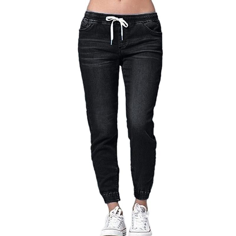 Annegret – Lässige Slim Fit Hose mit elastischem Kordelzugbund und Taschen