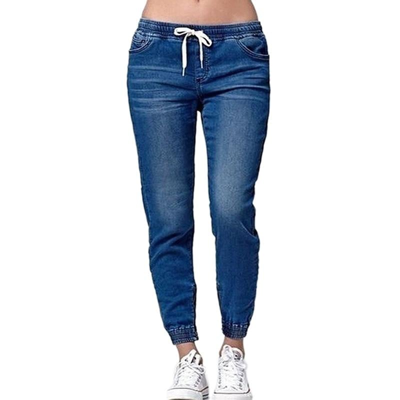 Annegret – Lässige Slim Fit Hose mit elastischem Kordelzugbund und Taschen