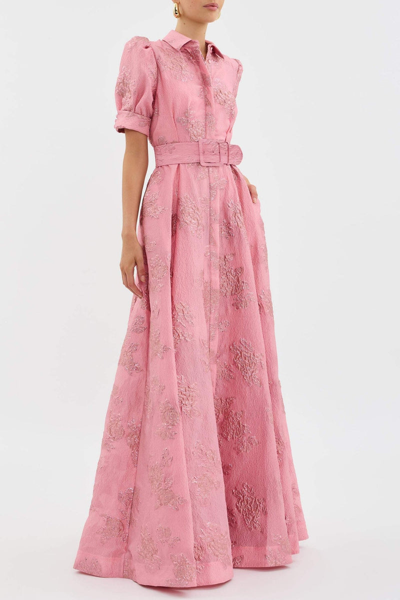 Rosalie – Bedrucktes Kurzarmkleid mit Gürtel Taille und Taschen