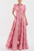 Rosalie – Bedrucktes Kurzarmkleid mit Gürtel Taille und Taschen