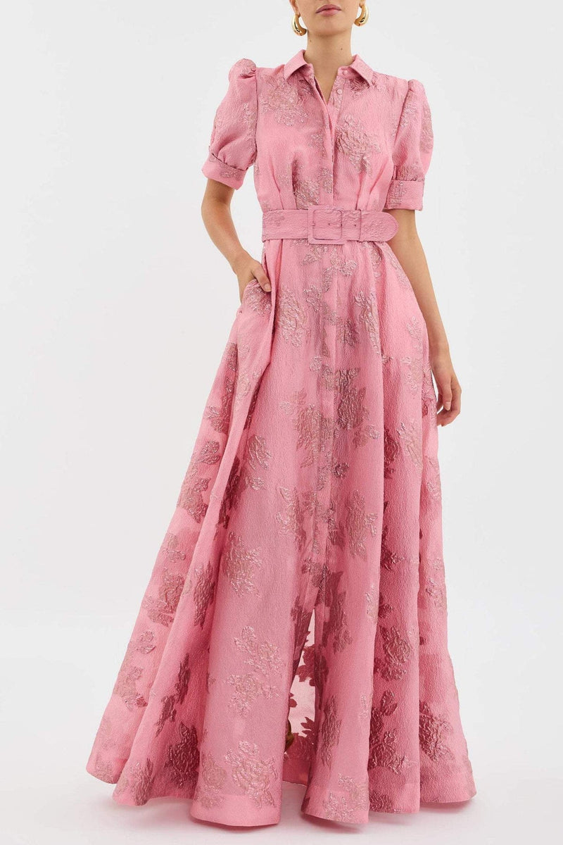 Rosalie – Bedrucktes Kurzarmkleid mit Gürtel Taille und Taschen