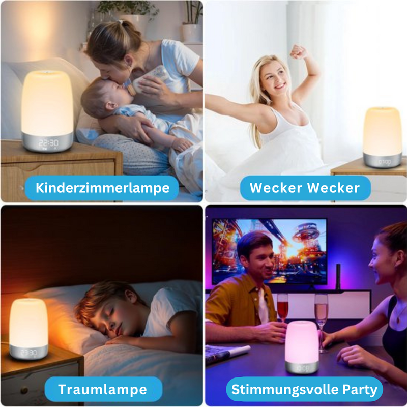 SoundGlow – Multifunktionales Uhrenlampengerät mit einstellbarem Licht und natürlichen Klängen