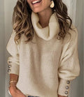 Emilia - Langärmelig Rollkragenpullover Mit Schaltflächen