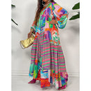 Yasmin – Langärmliges figurbetontes Kleid mit geometrischem Muster und flüssiger Passform