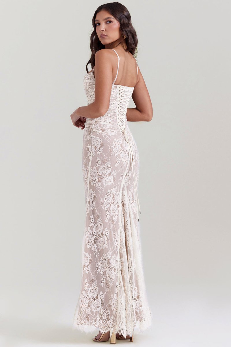 Erika - Elegantes Kleid mit langen Ärmeln Kordelzug in der Taille und verstellbarem Rückenverschluss