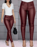 Zarina – Lässige Hohe Taille Schlanke Passform Hose mit Reißverschluss und Taschen