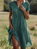 Tabea – Kurzarmkleid mit V Ausschnitt und lockerer Passform