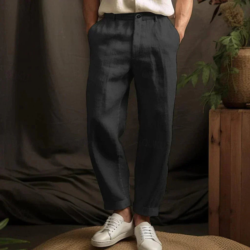 Bruno – Leichte Lockere Passform Hose mit Taschen und Knopf