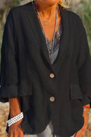 Ada – Stilvolle Langarmjacke mit Taschen und Knopfverschluss