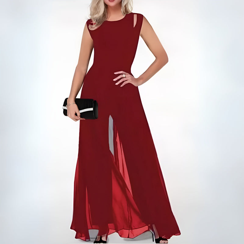 Leonie - Eleganter ärmelloser Jumpsuit mit weitem Bein und hoher Taille