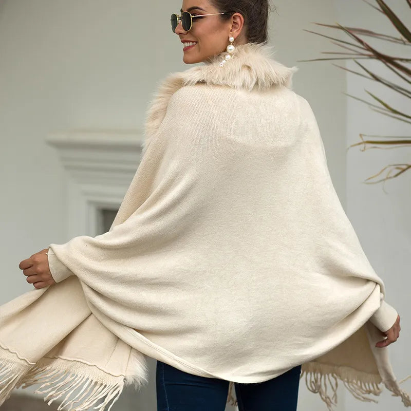 Zoe - Bequemer Voller Ärmel Pelz Poncho