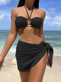 Tamara – Lässiges dreiteiliges Neckholder Bikini Satz mit Wickelrock
