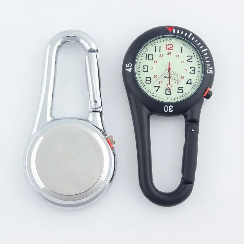 TrailSync – Outdoor Uhr mit rundem Zifferblatt und Karabinerhaken