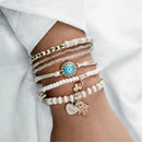 Thekla – Handgefertigtes verstellbares Perlenarmband mit Böser AugeAnhänger