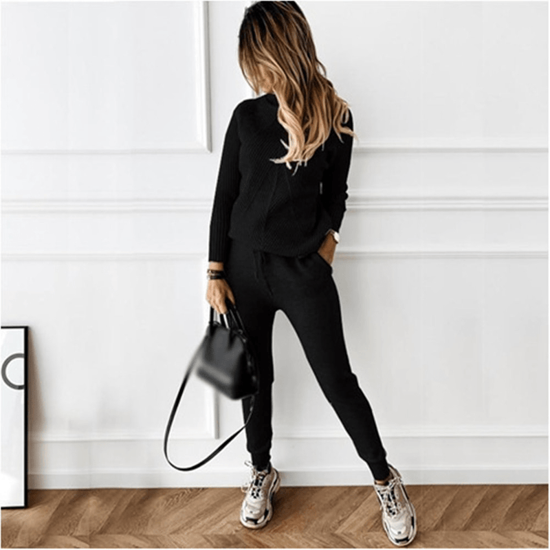 Cleo - Langärmelig Rollkragenpullover Joggen Zweiteiliger Anzug