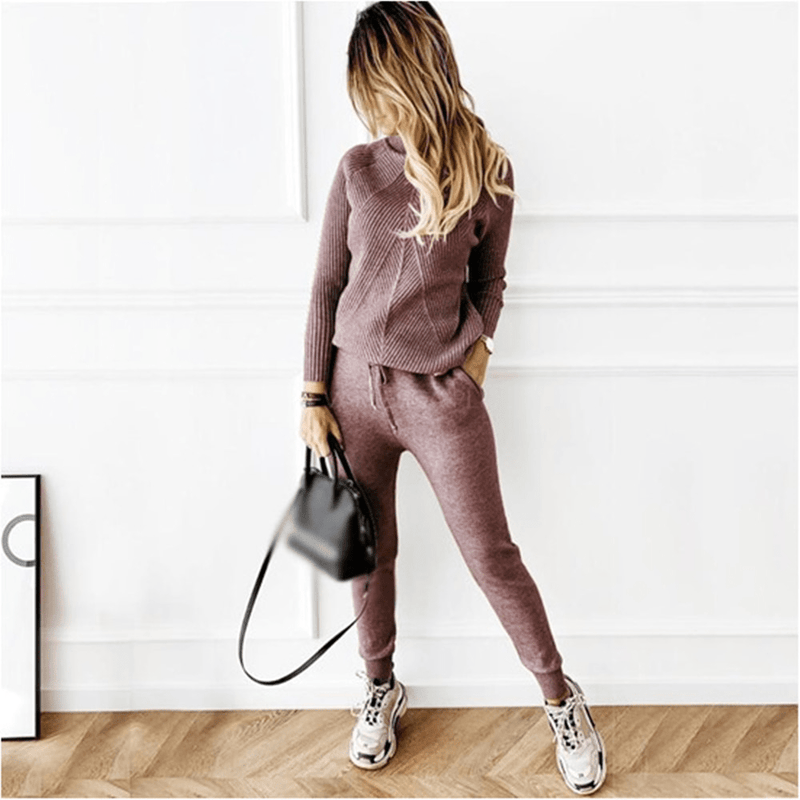 Cleo - Langärmelig Rollkragenpullover Joggen Zweiteiliger Anzug