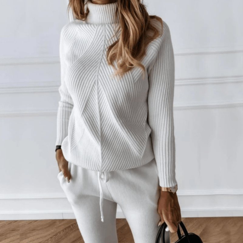 Cleo - Langärmelig Rollkragenpullover Joggen Zweiteiliger Anzug