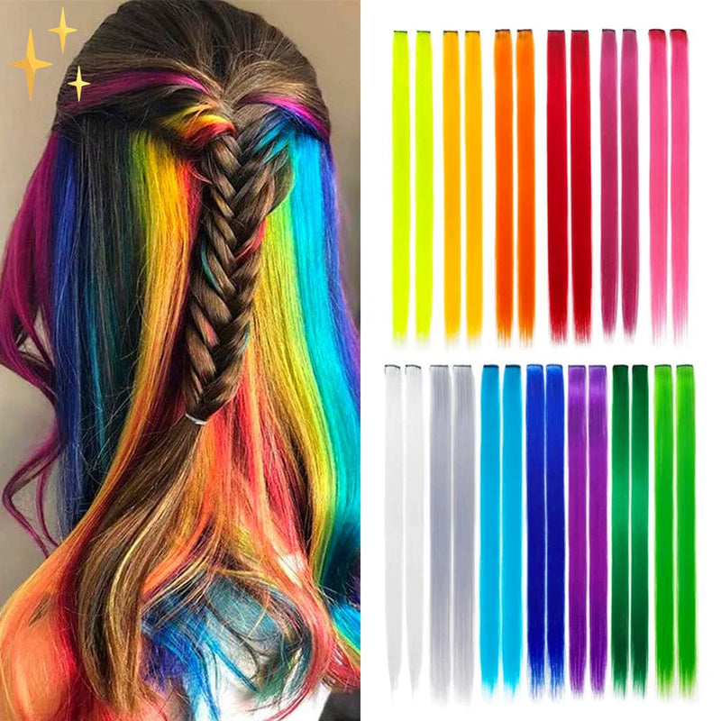 RainbowLocks - Klipp in Haarverlängerungen 26 Stück in Regenbogen Farben