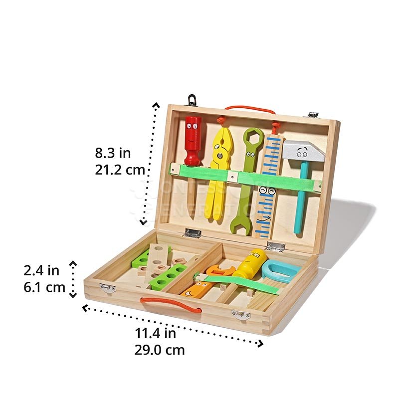 ToolMaster - Bildung Montessori Werkzeugkasten aus Holz Vorgeben Spielen Satz