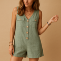 Aylin – Eleganter ärmelloser Jumpsuit mit V Ausschnitt und Knopfleiste