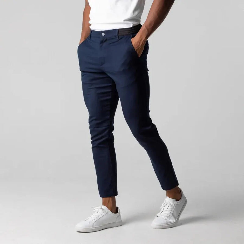 Yannik - Elegante Schlanke Passform Hose mit elastischer Taille und Knopf