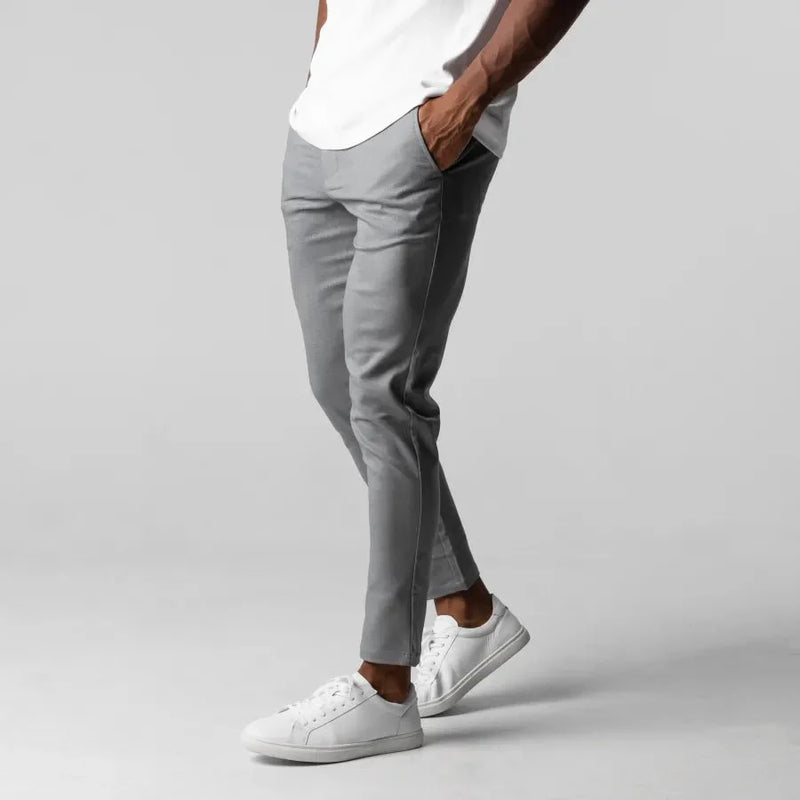 Yannik - Elegante Schlanke Passform Hose mit elastischer Taille und Knopf
