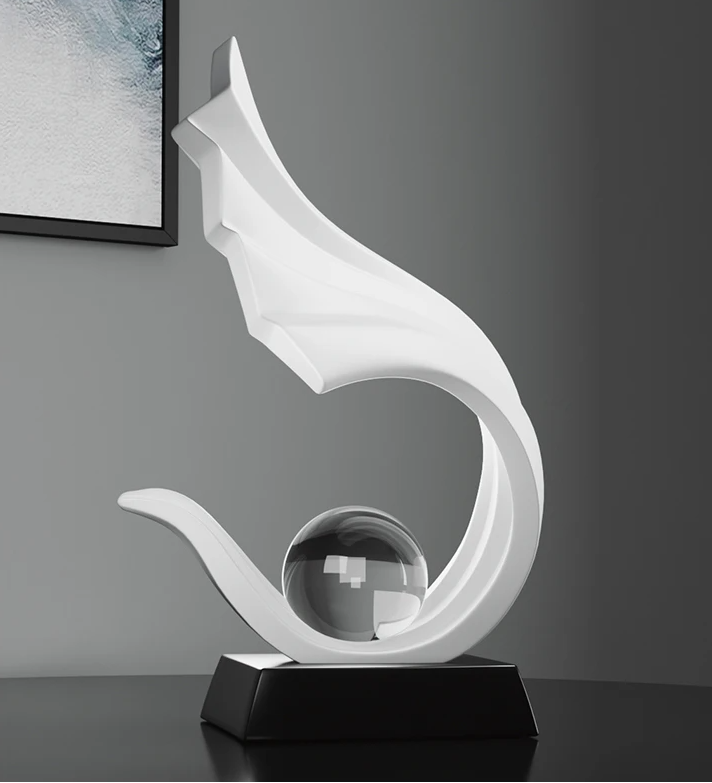 BaseGlow – Klare Kugelskulptur mit künstlerischer Basis für moderne Präsentation