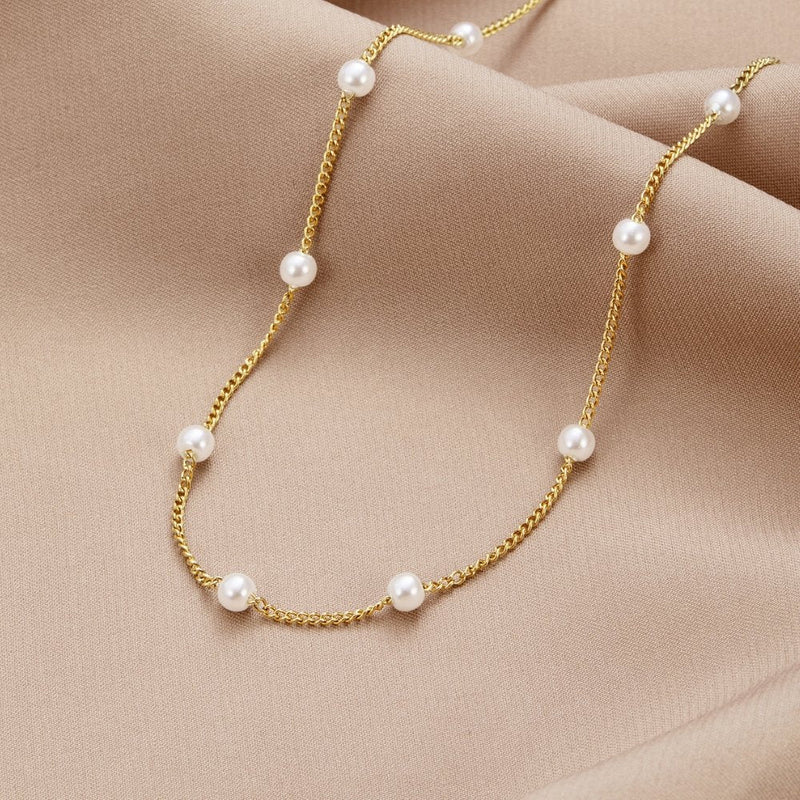 Norina - Verstellbare lange Quastenkette mit weicher Perle