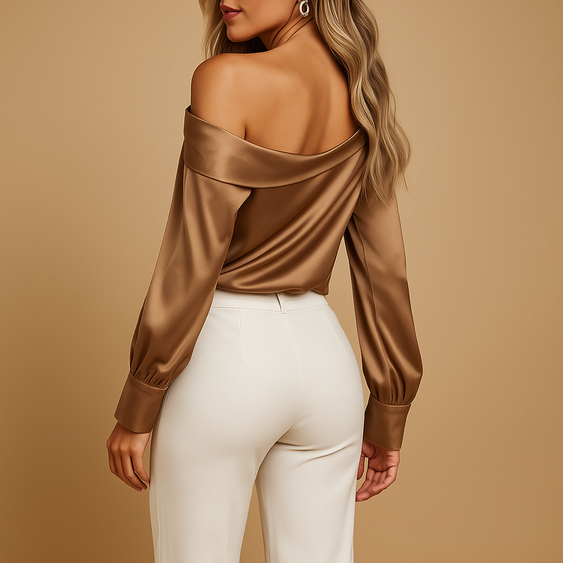 Sophie - Lässige Schulterfrei Bluse mit langen Ärmeln
