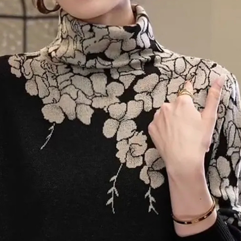 Amelie – Lässiger Langarmpullover mit Blumenprint