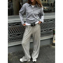 Alina – Lässige Hohe Taille Lockeres weites Bein Hose mit elastischem Bund