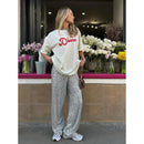 Alina – Lässige Hohe Taille Lockeres weites Bein Hose mit elastischem Bund