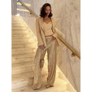 Alina – Lässige Hohe Taille Lockeres weites Bein Hose mit elastischem Bund